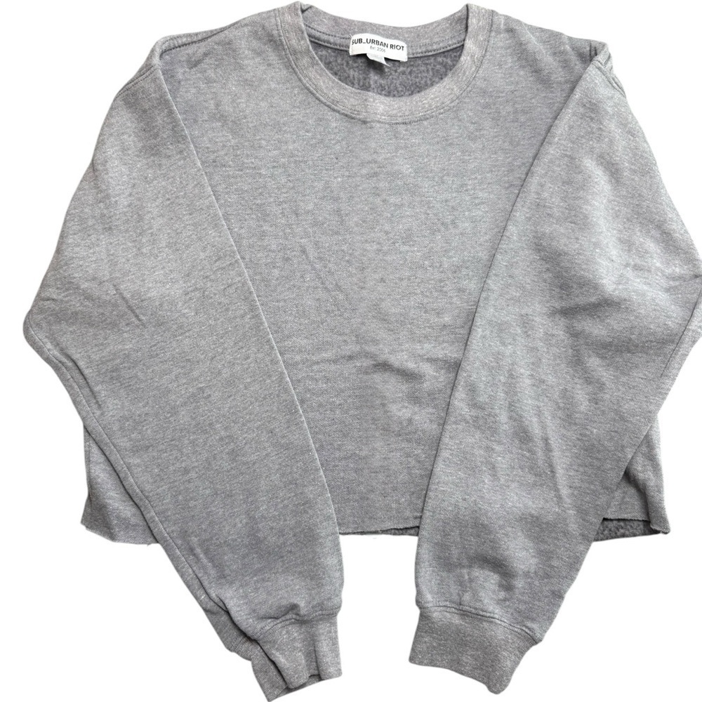 Sub Urban Riot Cropped Raw Hem Crewneck Sweatshirt – XS